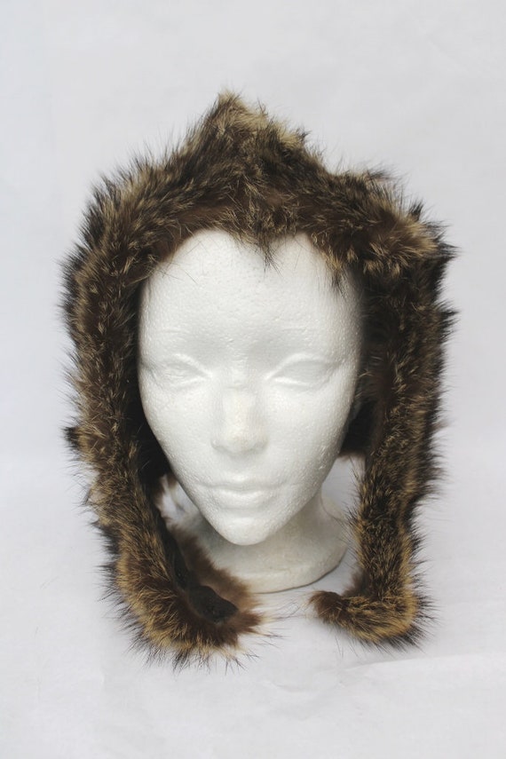 Mint Natural Raccoon Racoon Fur Hood Hat Women Wom