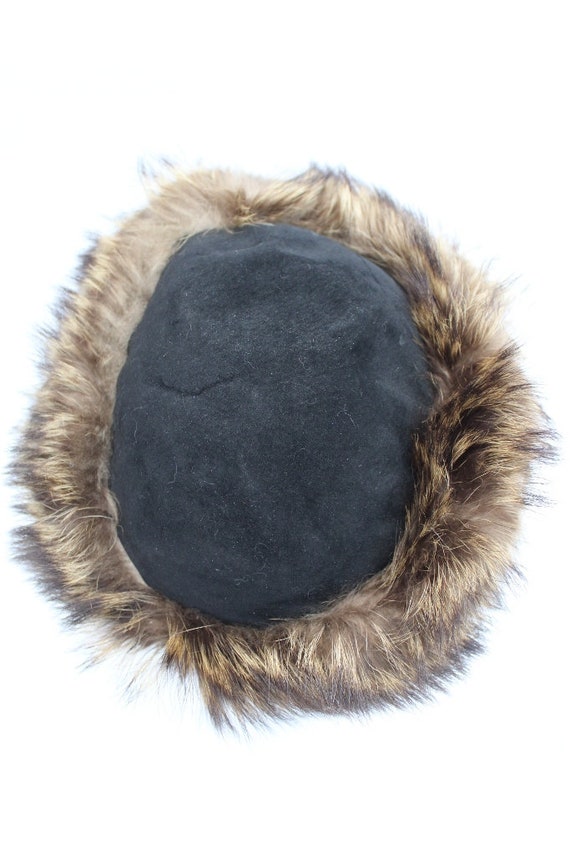 Mint Natural Raccoon Fur & Black Suede Hat Women Woman Size  display picture 2