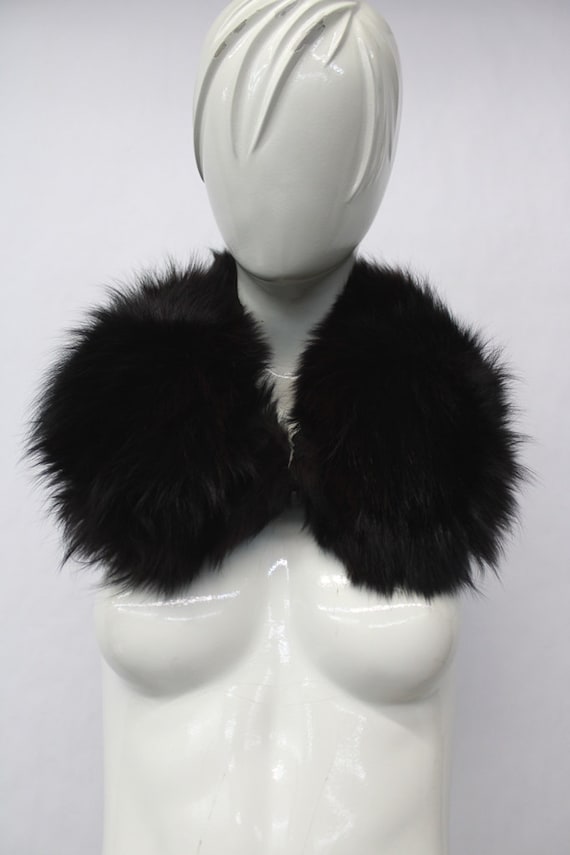 Mint Dark Brown Fox Fur Wing Collar Wrap Women Wo… - image 1