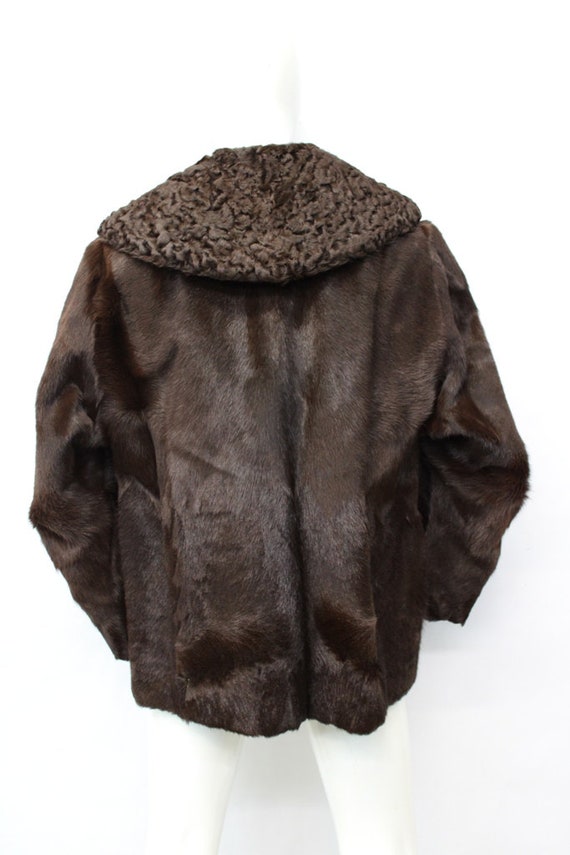 Excellent Brown Goat & Lamb Fur Jacket Coat Women Woman Size