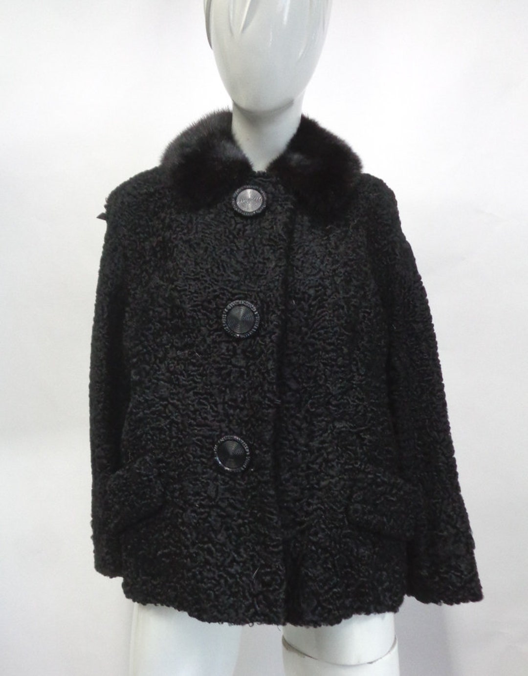 Mint Black Persian Lamb & Mink Fur Jacket Coat Women Woman Size 4 Peti ...