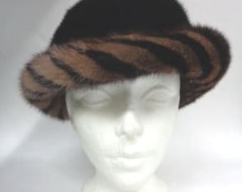 Brand New Black & Demi Buff Mink Fur Hat Women Woman Size All