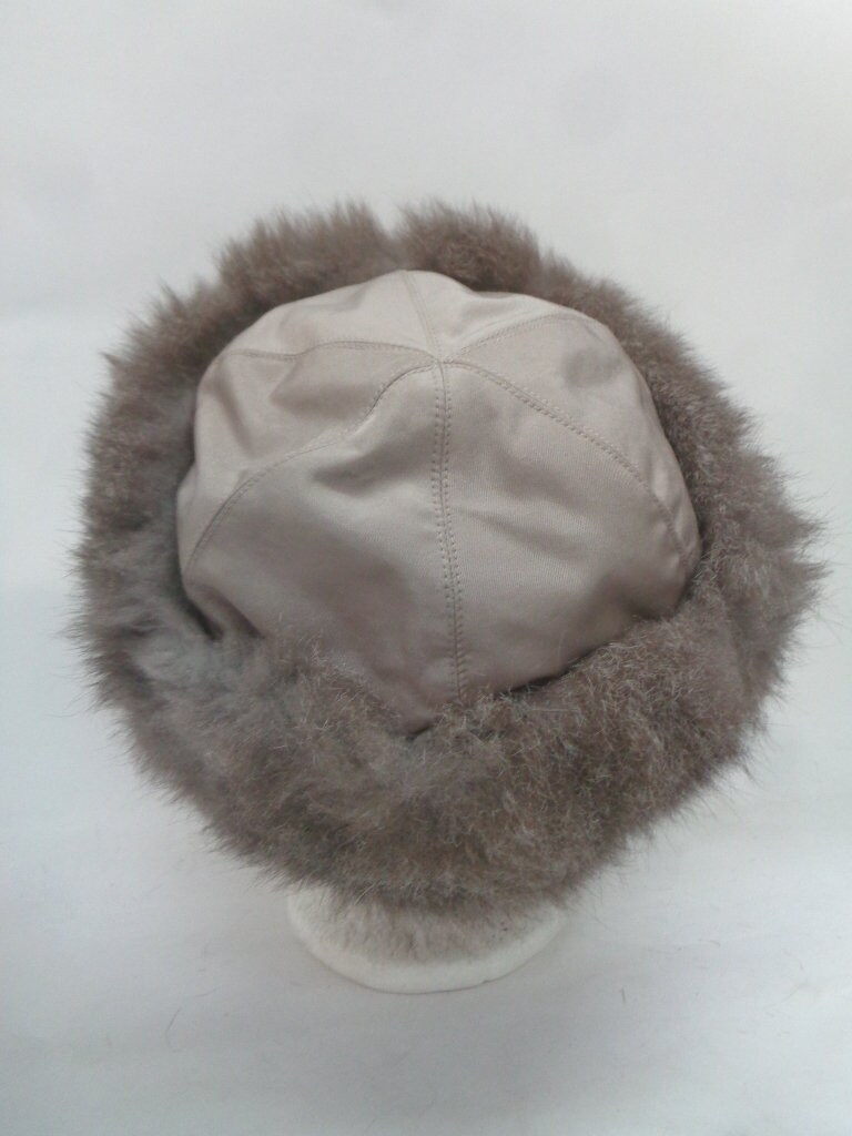 Mint Gray Opossum Fur & Cloth Hat Women Woman Size 23 display picture 1