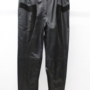 Showroom New Black Genuine Leather & Suede Pants Women Woman Size 12 Medium