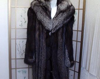 Brand new silver fox fur long full length coat w/hood for men man size all custom made