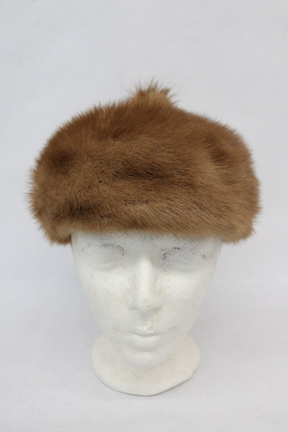 Vintage Brown Mink Fur Hat Women\'s One Size 22\