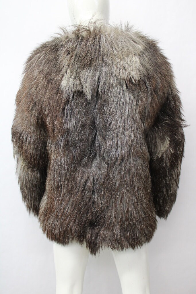 Mint Gray Goat Fur Coat Jacket Women Woman Size 2 Petite New
