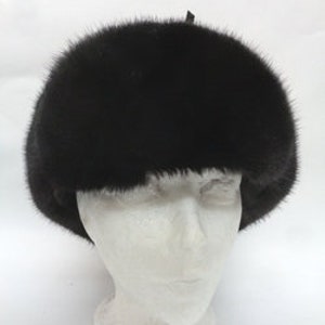 Brand New Black Mink Fur & Leather Russian Style Hat Men Man Size All