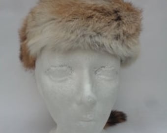 Mint Brown Rabbit Fur Hat W/Tail Men Man Size All