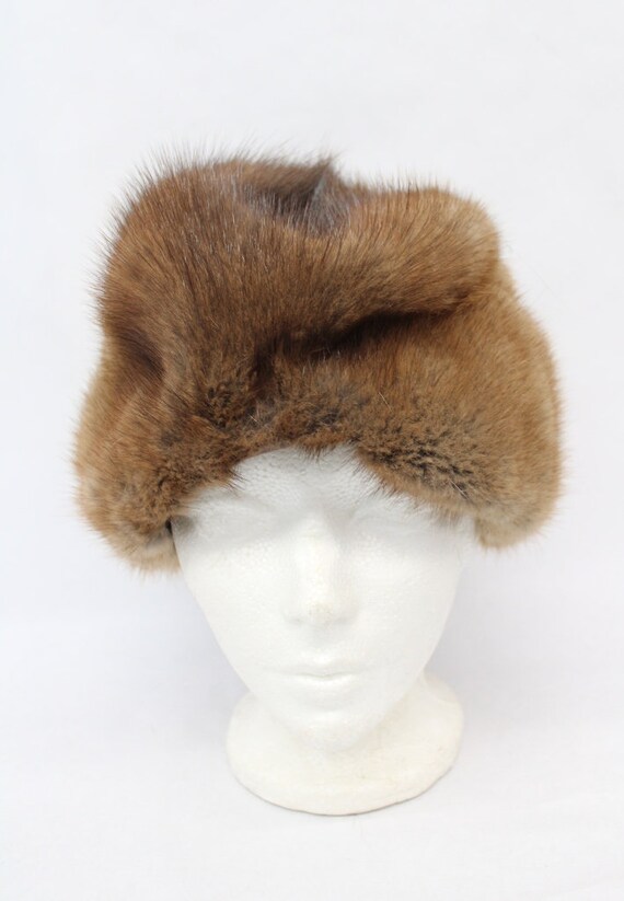 Mint Brown Muskrat Fur Hat Women Woman Size All - image 1