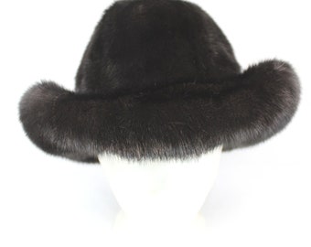 Brand New Black Mink Fur Hat With Brim Men Man Women Woman Size All