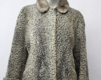 Scrap Item: Gray Lamb Astrakhan Mink Fur Coat Jacket Arts Crafts