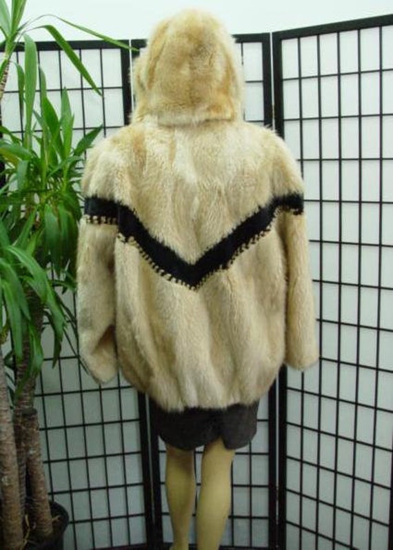 New Yellow Long Haired Beaver Fur Jacket Coat She… - image 5