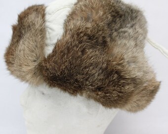 MINT BROWN RABBIT FUR & KNITTED HAT CAP WOMEN WOMAN SIZE ALL Mint Brown Rabbit Fur Knitted Hat Cap Women Woman Children  main image 3