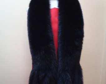 Brand New Black Fox Fur Scarf Wrap Shawl Women Woman Size 60" X 4"