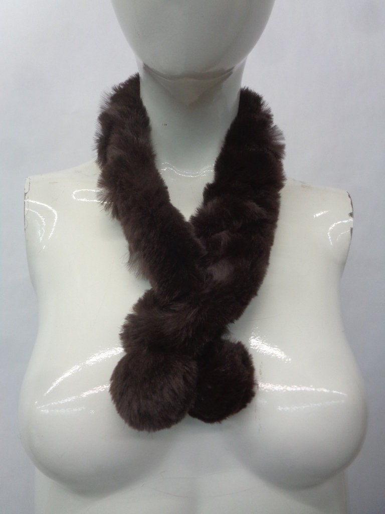 Platania, Accessories, Platania Rabbit Fur Scarf Brown Gray Features  Leather Fur Fringe