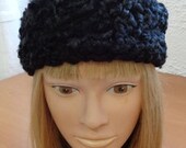 Excellent Black Persian Lamb Astrakhan Fur Headband Hat Women Woman Sz 22 quot X 3 quot