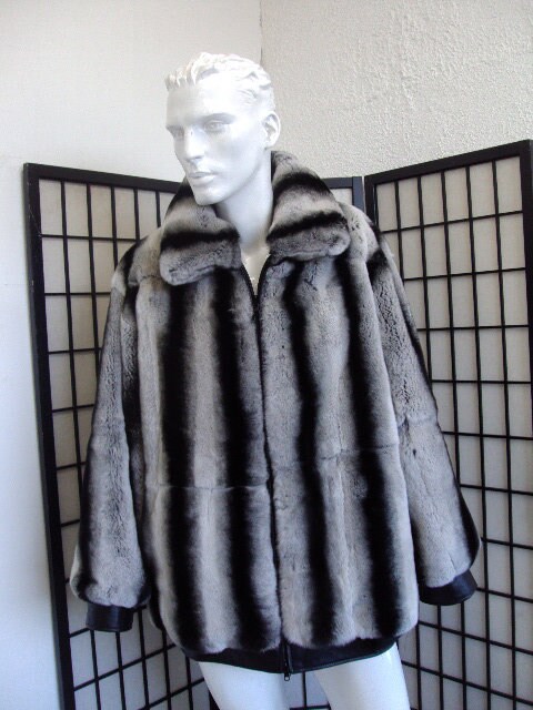 Brand New Reversible Rex Rabbit Dyed Chinchilla Leather Fur