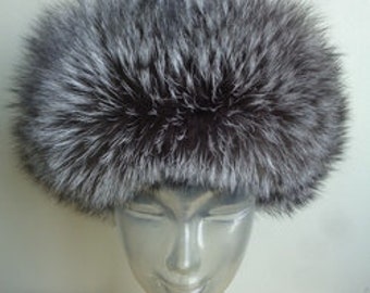 Brand New Indigo Fox Fur & Suede Russian Style Hat Men Man Women Woman Sz All