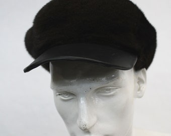 Brand New Dark Ranch Mink Fur & Leather Cap Men Man Size All