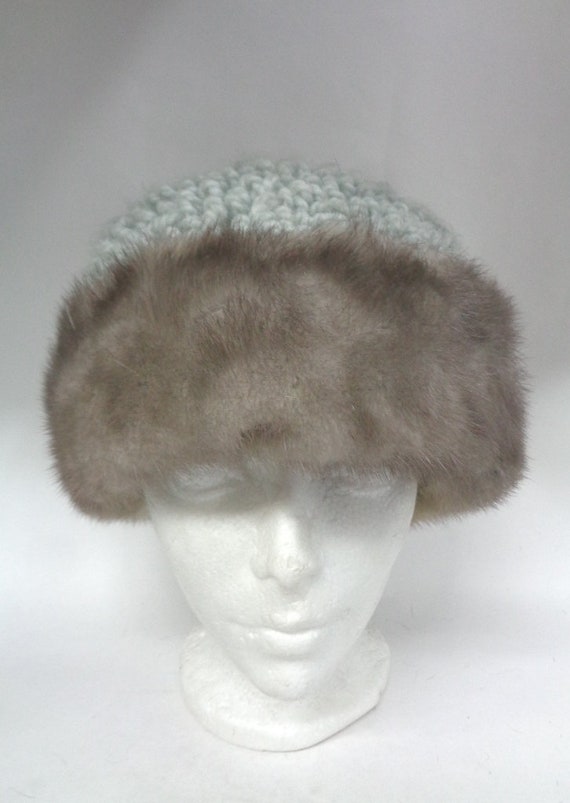 Mint Natural Gray Mink Fur & Wool Hat Cap Women Woman Size  display picture 3