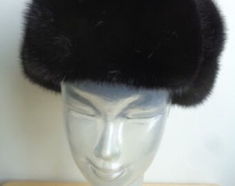 Brand New Black Mink Fur Russian Style Hat Men Man Women Woman Sz All