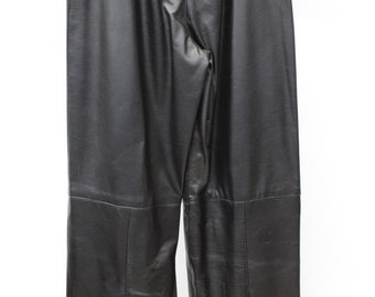 Showroom New Black Genuine Leather & Suede Pants Women Woman Size 10 Small