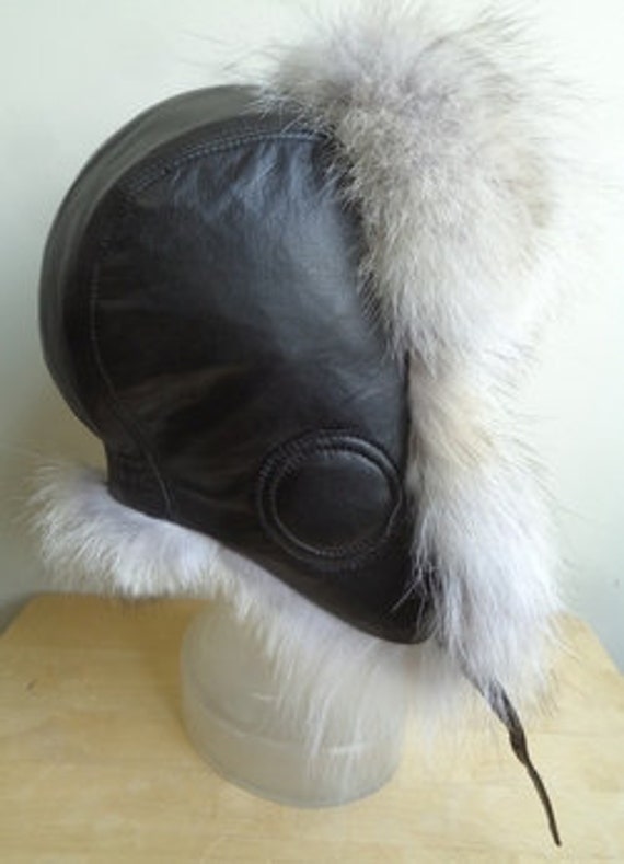 Brand New Silver Fox Fur & Leather Aviator Style Hat Men Man  display picture 1