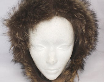 Mint Raccoon Fur Hood Hat Cap Women Woman Children Child  display picture 1