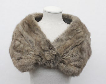 Mint Gray Squirrel Fur Stole Wrap Scarf Women Woman Size 10"X36"