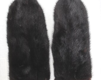 Refurbished New Dark Ranch Mink & Sheared Beaver Fur Mittens Mitts Men Man