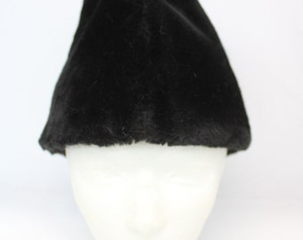 Excellent Black Faux Fur Hat Men Man Size 22.5"