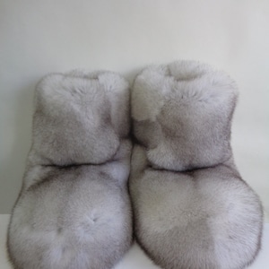 Brand New Norwegian Blue Fox fur Double Sided Socks Room Boots for men women size all custom made image 1