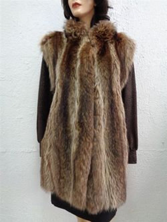 Excellent Raccoon Racoon & Suede Fur Coat Jacket … - image 1