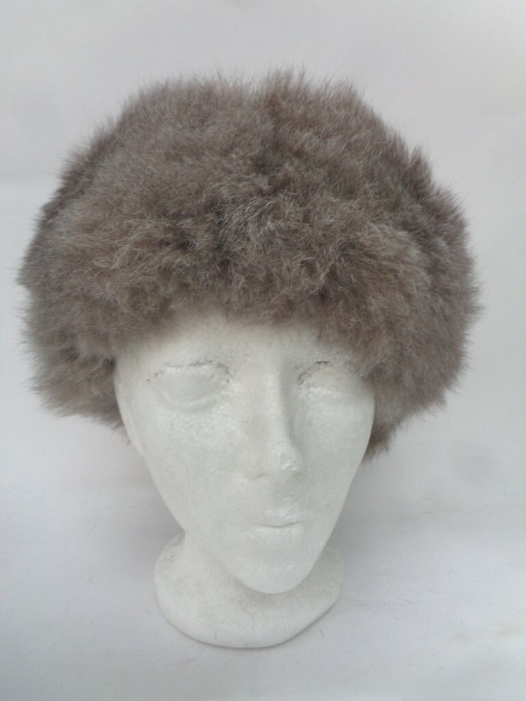 Mint Gray Opossum Fur & Cloth Hat Women Woman Size 23 display picture 2