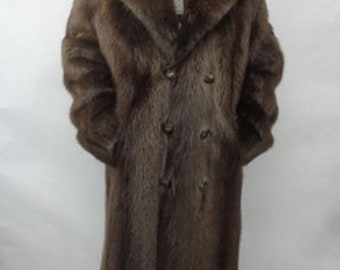 Brand New Brown Long Haired Beaver Fur Long Coat Jacket Men Man
