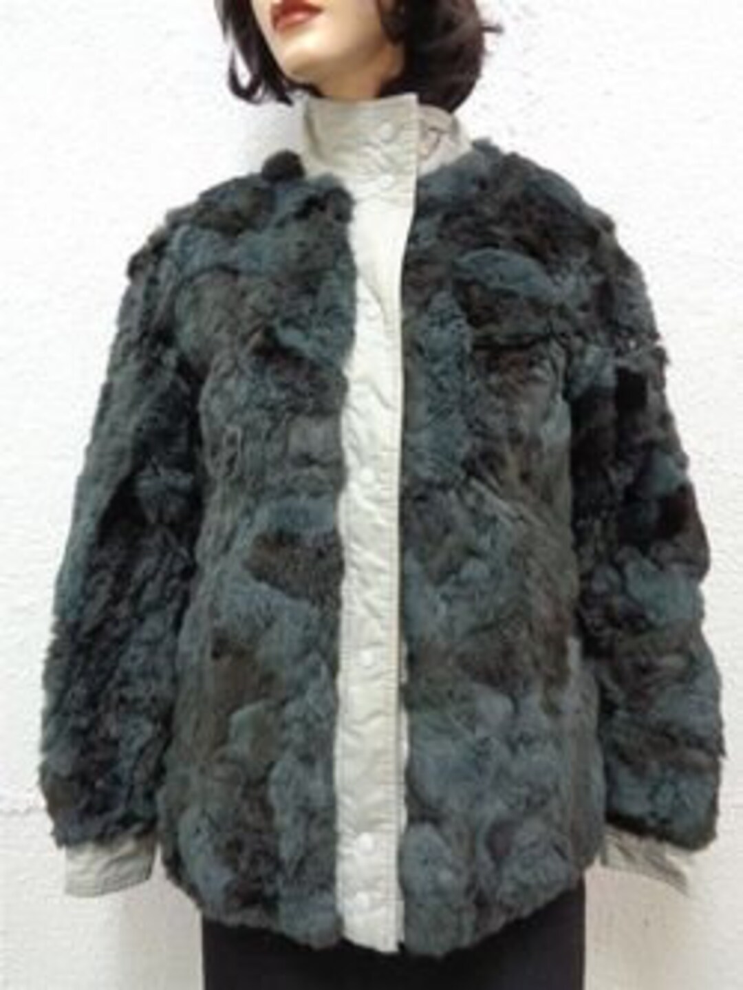Blue Rabbit Coat Scrap Coat: Blue Gray Rabbit Fur Jacket Coat Arts & Crafts as Is - Etsy