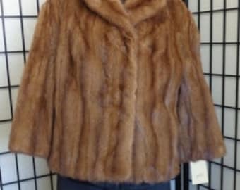 Excellent Demi Buff Mink Fur Bolero Jacket Coat Women Woman Size 10-12 Medium