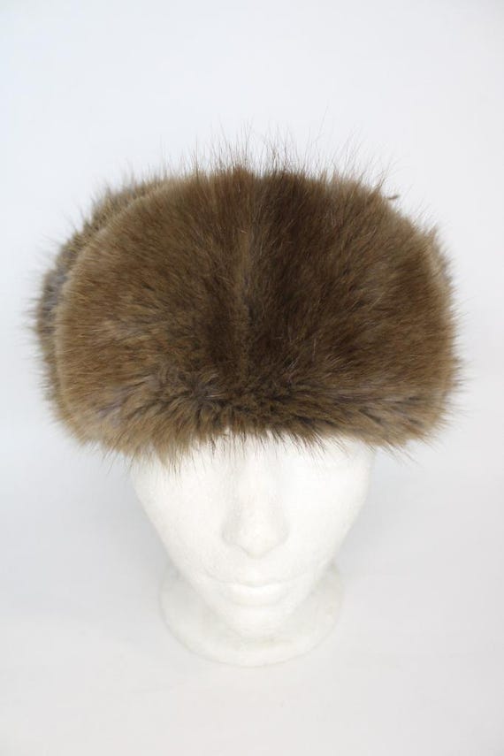 Brown Muskrat Fur Trooper Hat Glacier Wear - Natural Beaver Trooper Style Fur Hat For Sale main image 4