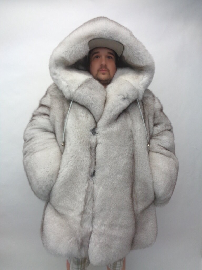 Blue fur coat mens shop
