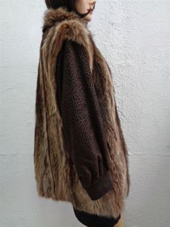 Excellent Raccoon Racoon & Suede Fur Coat Jacket … - image 2