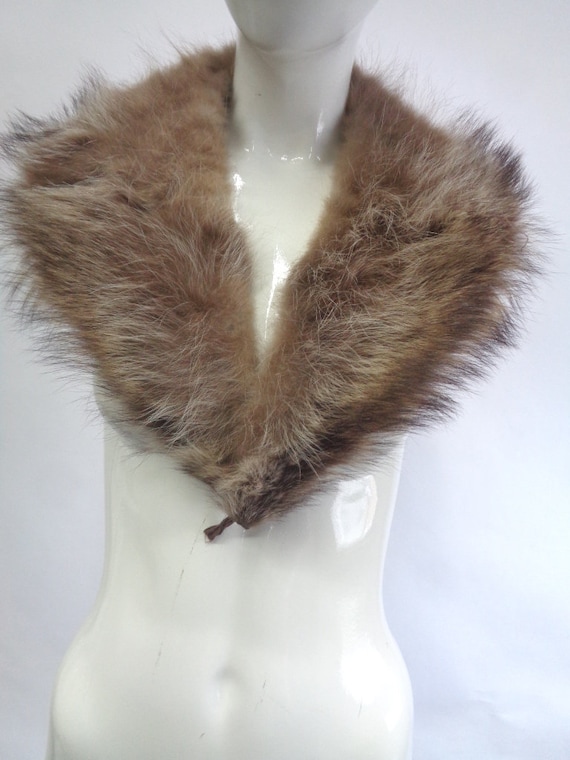 Mint Natural Raccoon Fur Notch Collar Wrap Women … - image 1