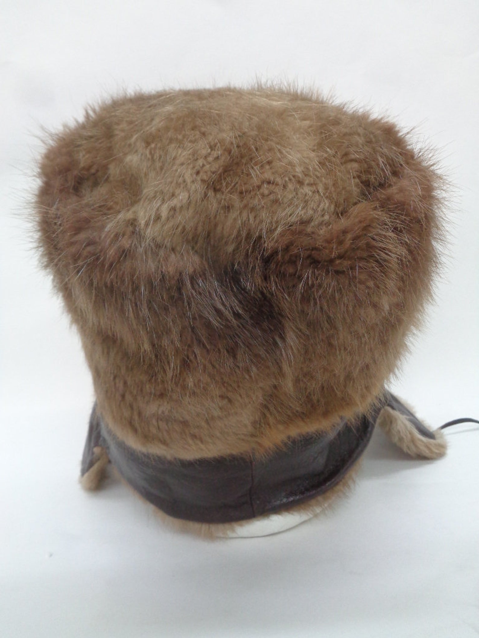 Excellent Brown Beaver Fur & Leather Russian Hat Cap Men Man Etsy