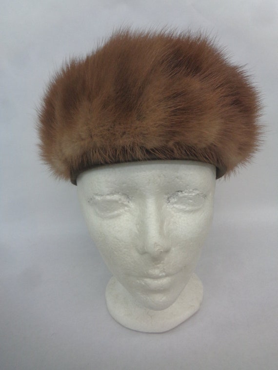 Excellent Canadian Pastel Mink Fur & Fabric Hat C… - image 1