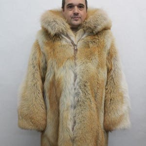Brand New Hooded Natural Red Coyote Fur Coat Jacket Men Man Size All