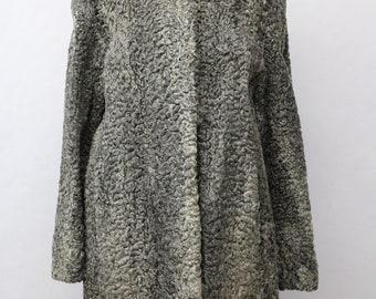 Excellent Gray Lamb Fur Coat Jacket Women Woman Size 4-6 Small