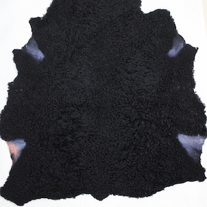 Showroom New Black Lamb Fur Hide Fur Skin Rug Carpet 38&quot; X 35&quot;