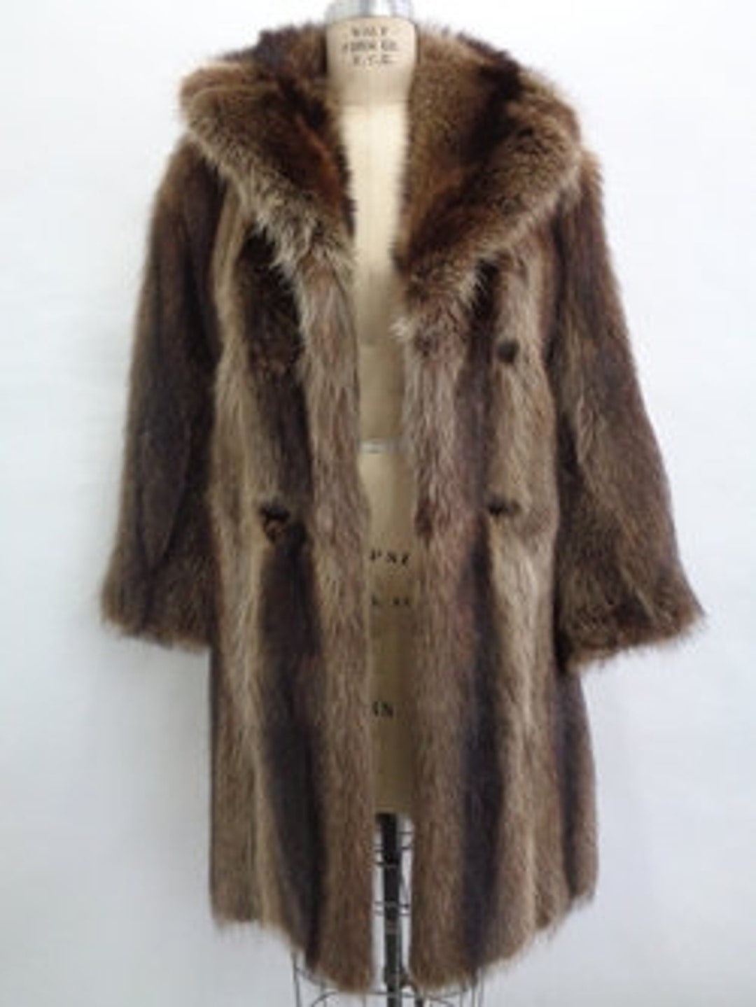 Western Windbreaker Raccoon Fur Jacket Double Breasted Regular