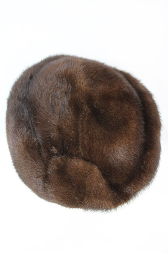 EXCELLENT CANADIAN DARK RANCH MINK FUR HAT CAP WOMEN WOMAN SIZE ALL Excellent Canadian Dark Ranch Mink Fur & Fabric Hat Cap  main image 4