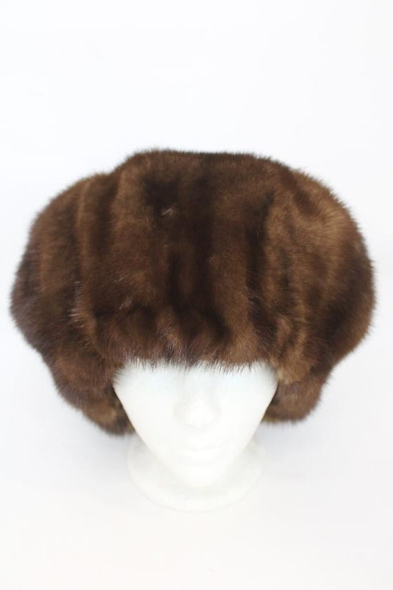 New Mink beret hat Beige Faux Fur Beret Hat, Vegan Mink Fur Women main image 4